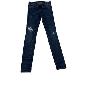 Blank NYC Blue Skinny Jeans with Distressed Details‎